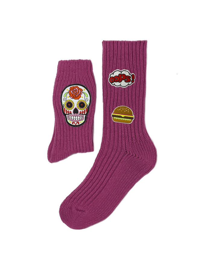 CALZINI CORTI DONNA PATCH ROSA IN CASHMERE | Acquista Online Andrea Mariani Firenze